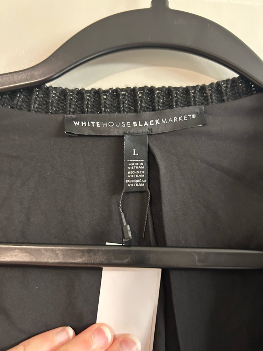 White House Black Market Black and Blue Tweed Open Front Jacket - Picture 3 of 7